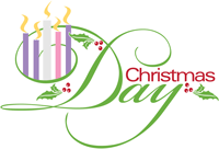 "Christmas Day" with five candles lit