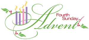 "Fourth Sunday in Advent" with four candles lit