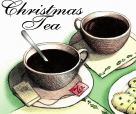 "Christmas Tea" with pic of teacups, etc.
